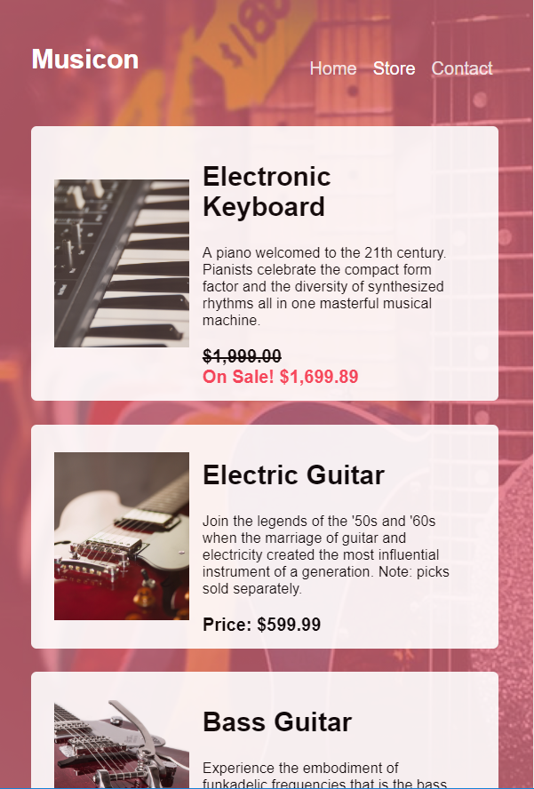 Picture of Musicon Store page