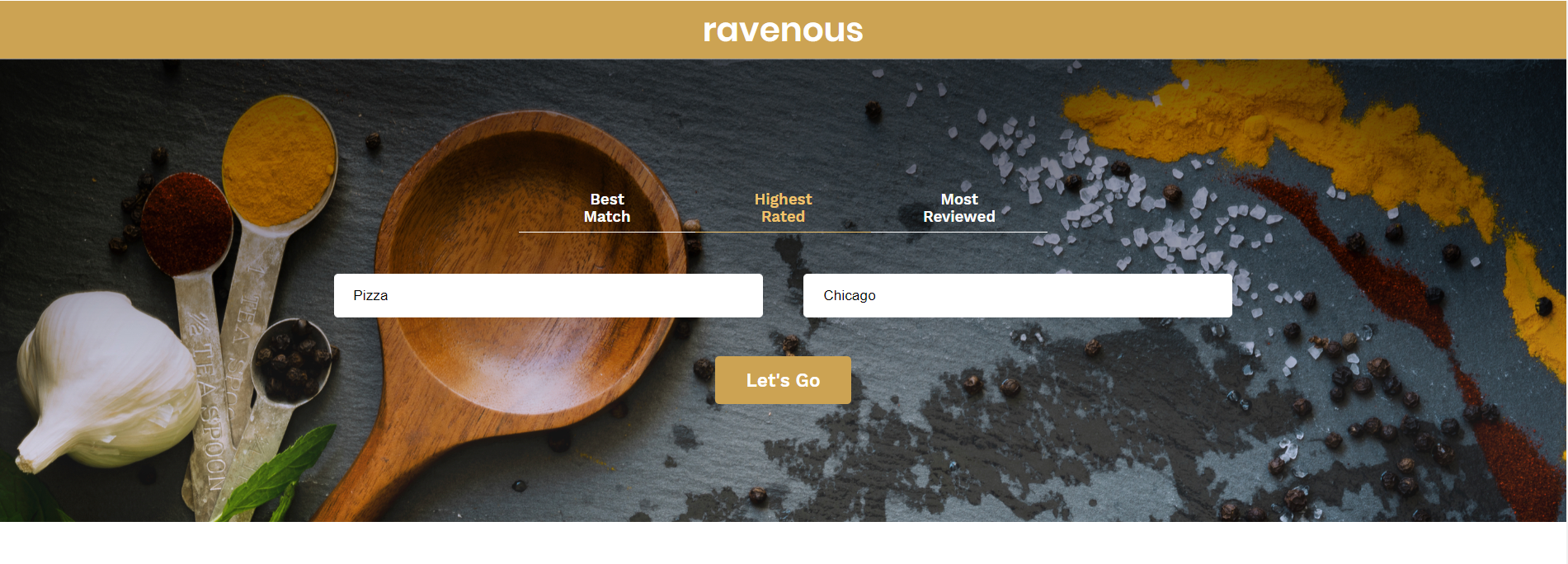 Ravenous website pic #1, before search results